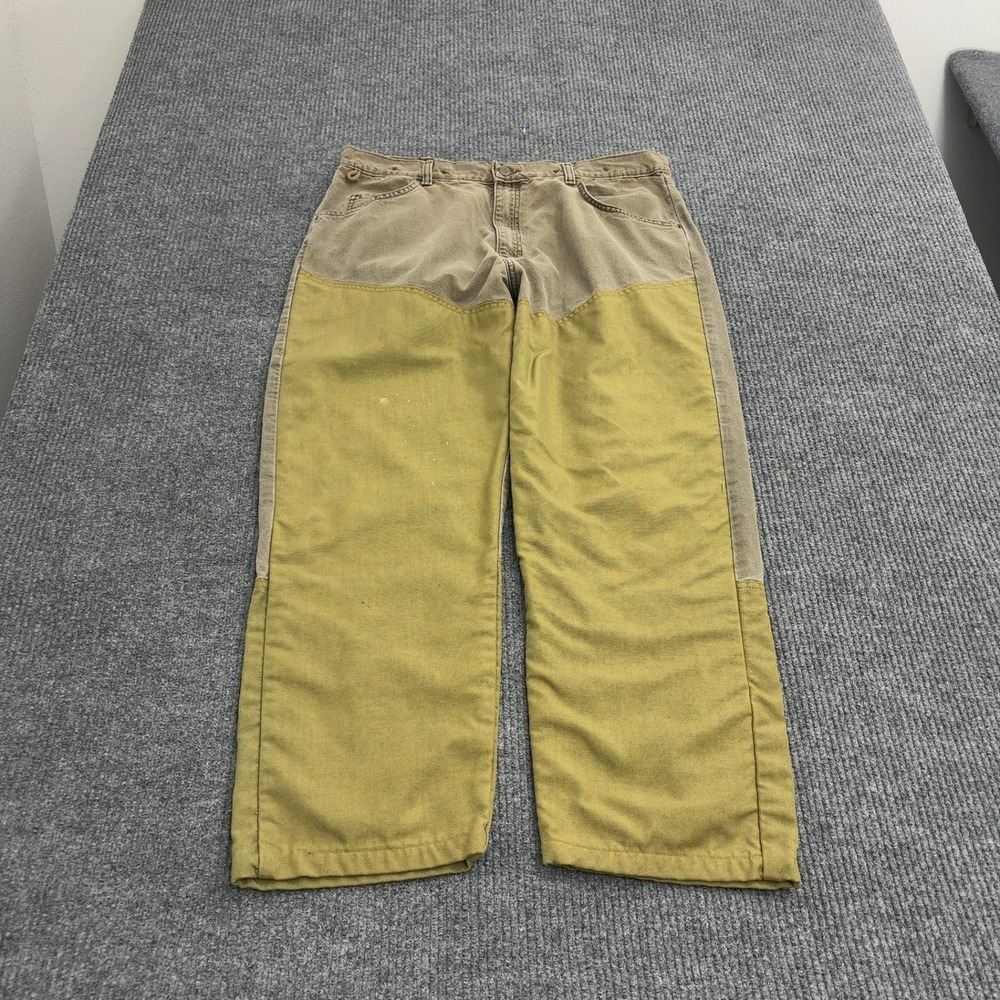 Wrangler Upland Pants Mens 38x28 Tan Canvas Reinforced Leg Hunting Workwear